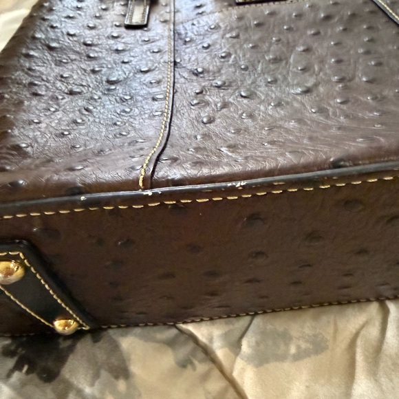 Dooney & Bourke Dark Brown Ostrich Leather Shoulder Bag - Picture 7 of 16